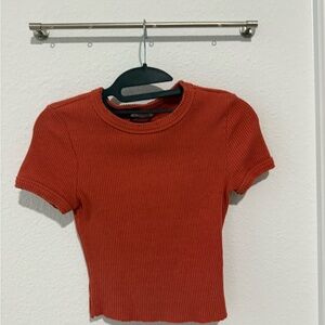 Urban Outfitters Terracotta Ribbed Crop Top